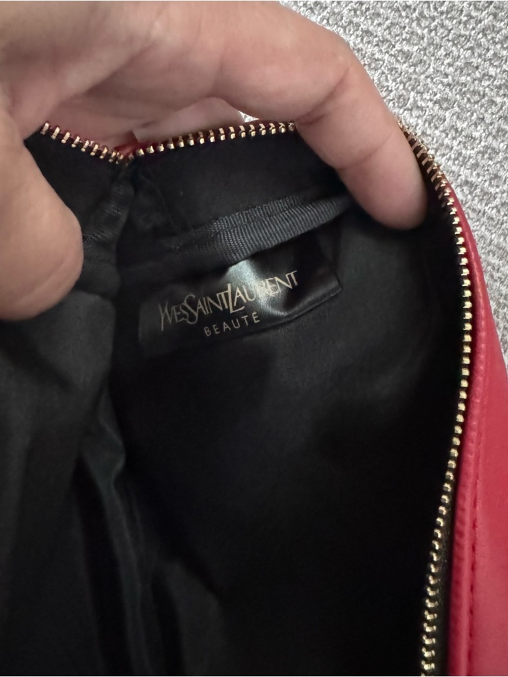 Yves Saint Laurent Red Cosmetic Pouch with Gold Zipper - Picture 7 of 7